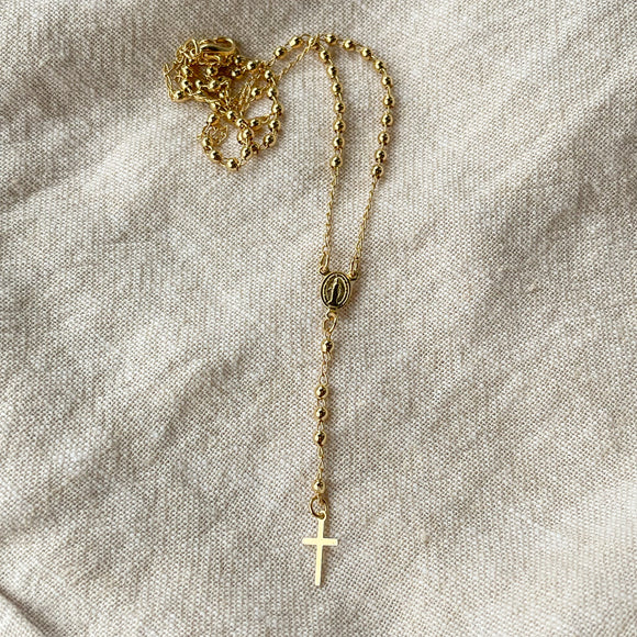 All Gold Rosary Necklace